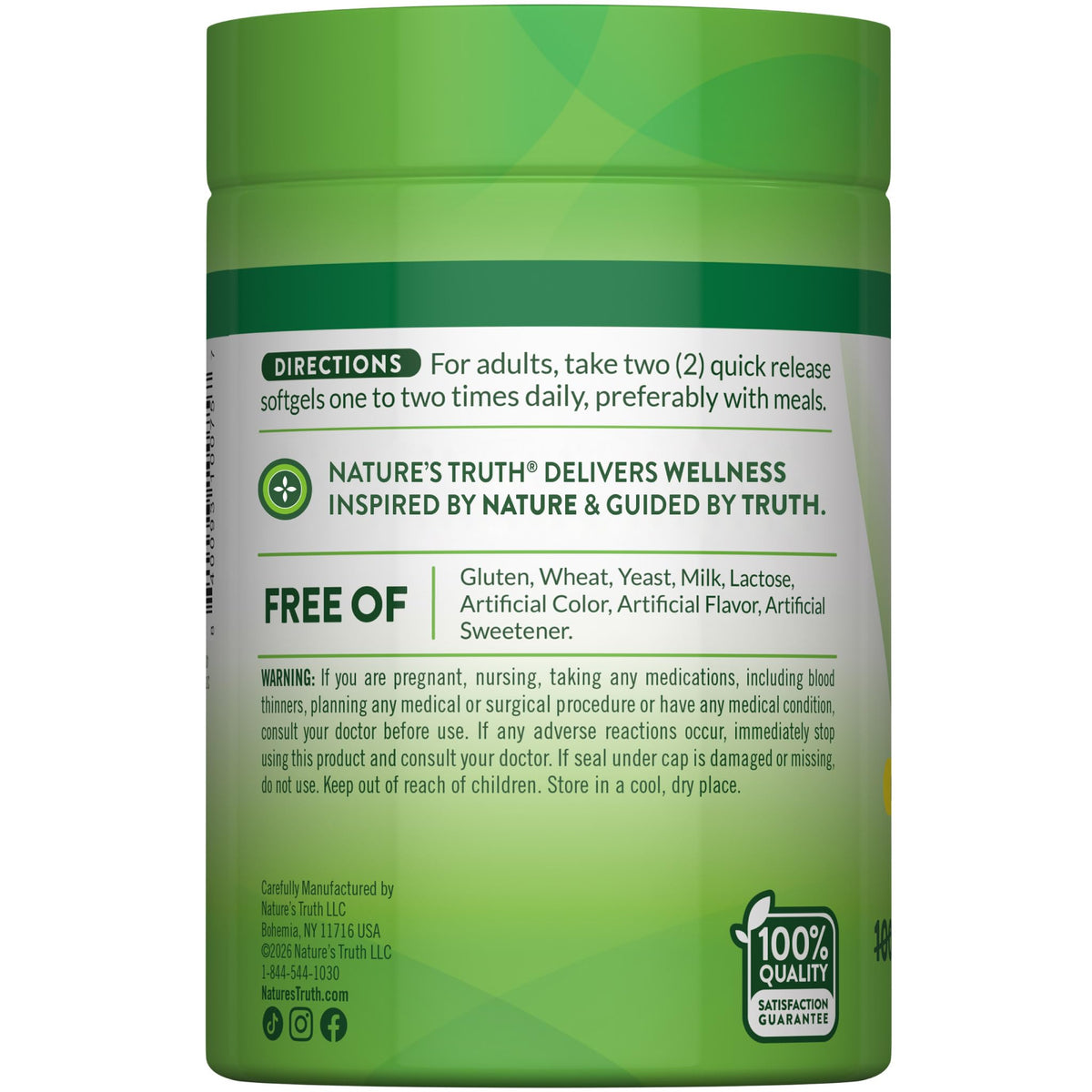 Nature's Truth Huile de Poisson 2000 mg gélules molles dans un environnement naturel