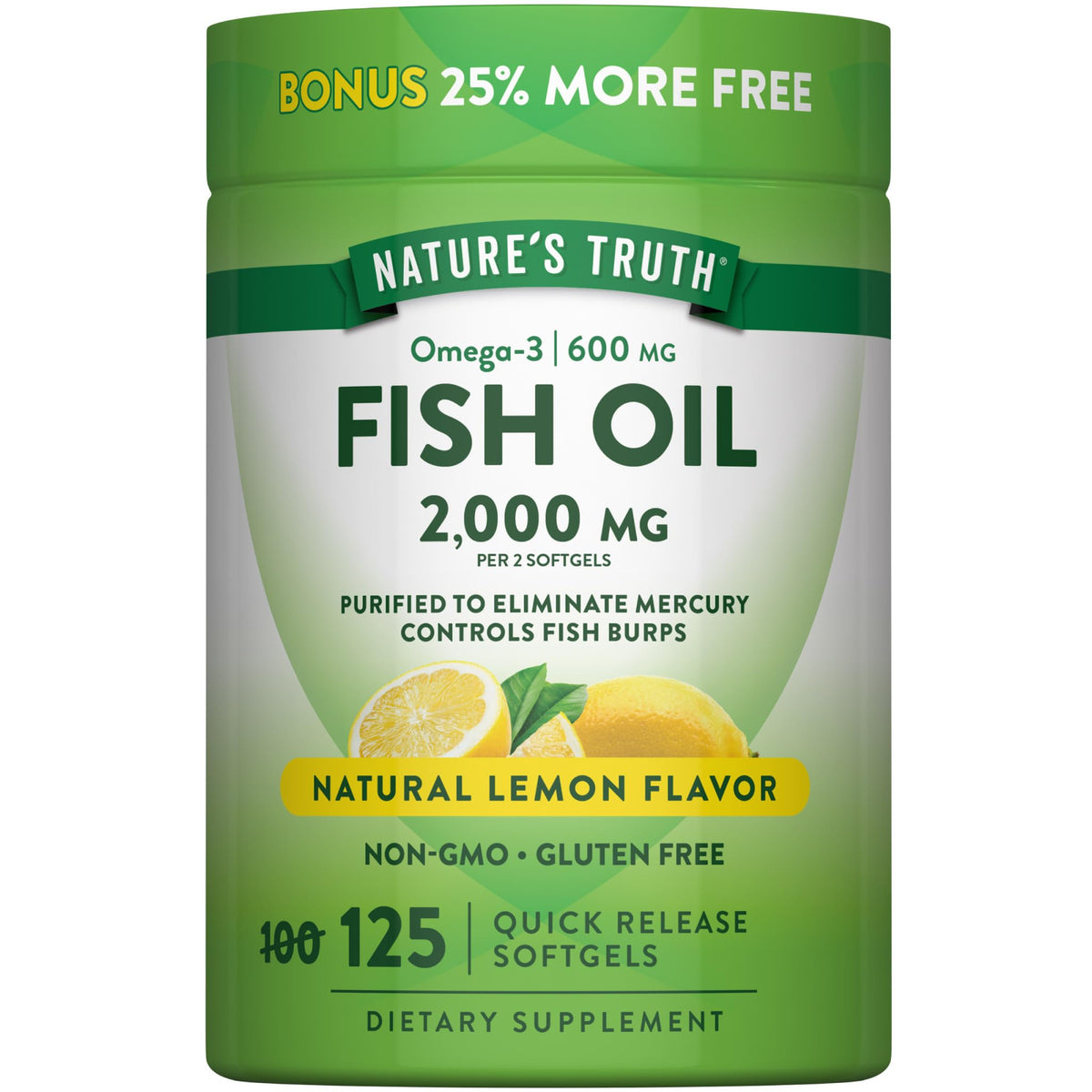 Nature's Truth Huile de Poisson 2000 mg gélules molles frontales