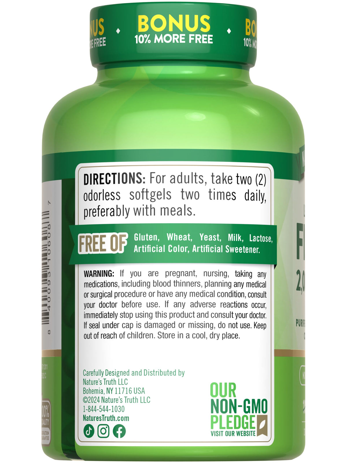 Nature's Truth Huile de Poisson 2000mg gélules dans la main