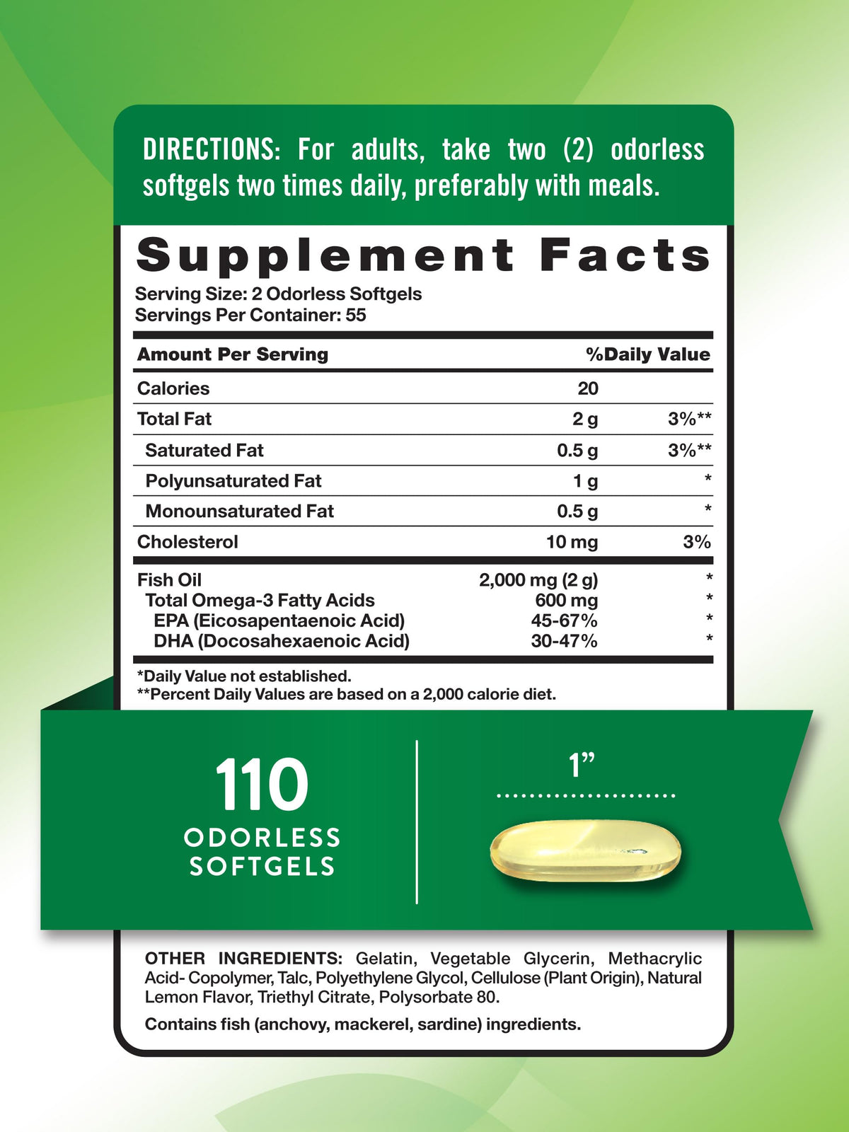 Nature's Truth Huile de Poisson 2000mg gélules de côté