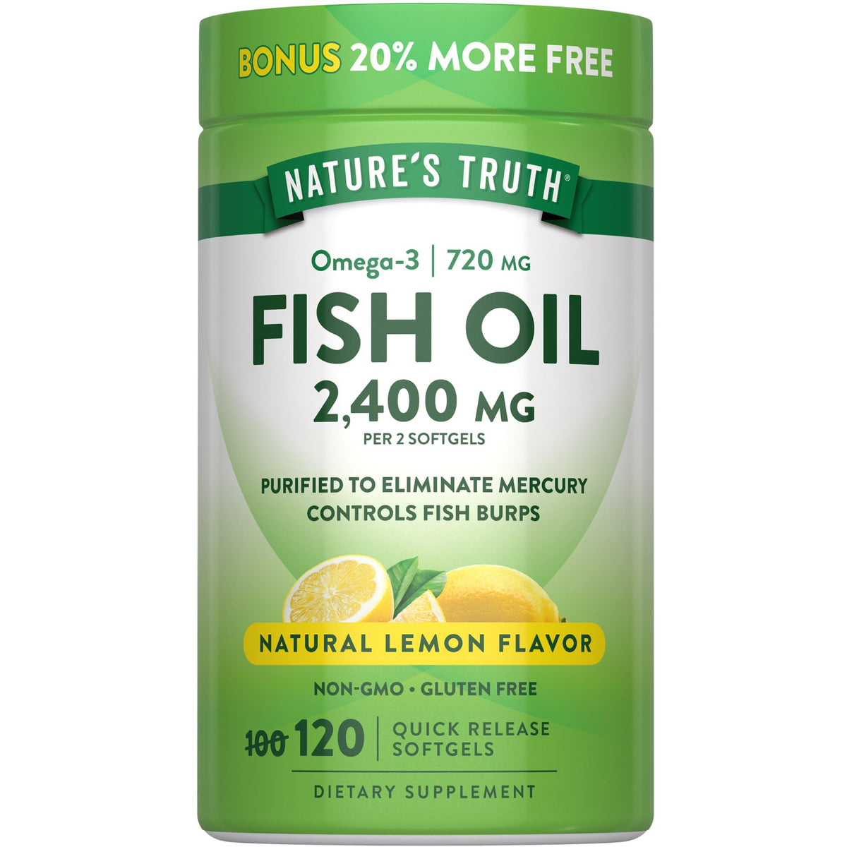 Nature's Truth Huile de Poisson 2400mg 120 gélules, vue avant