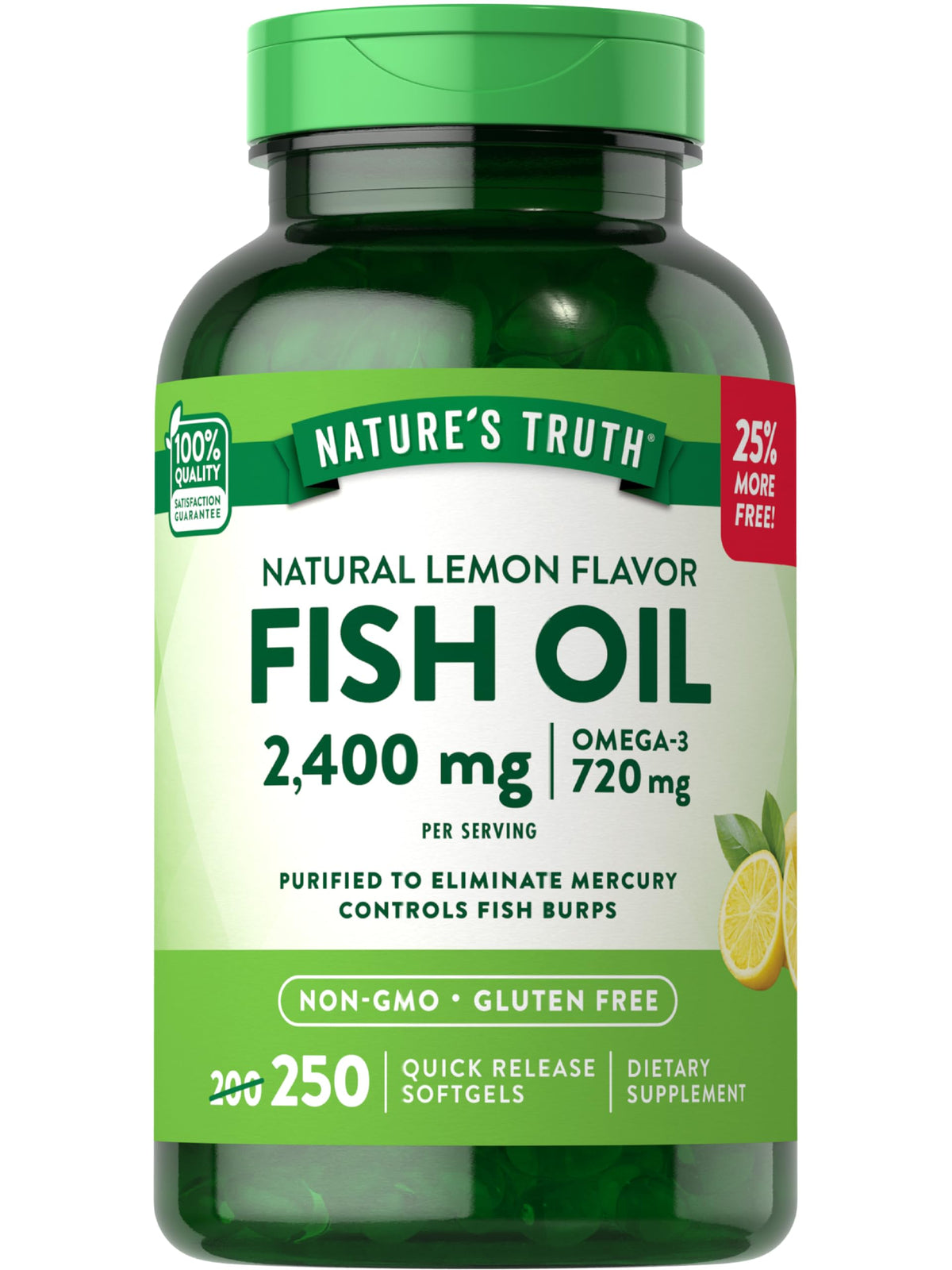 Nature's Truth Huile de Poisson 2400mg gélules citron naturel