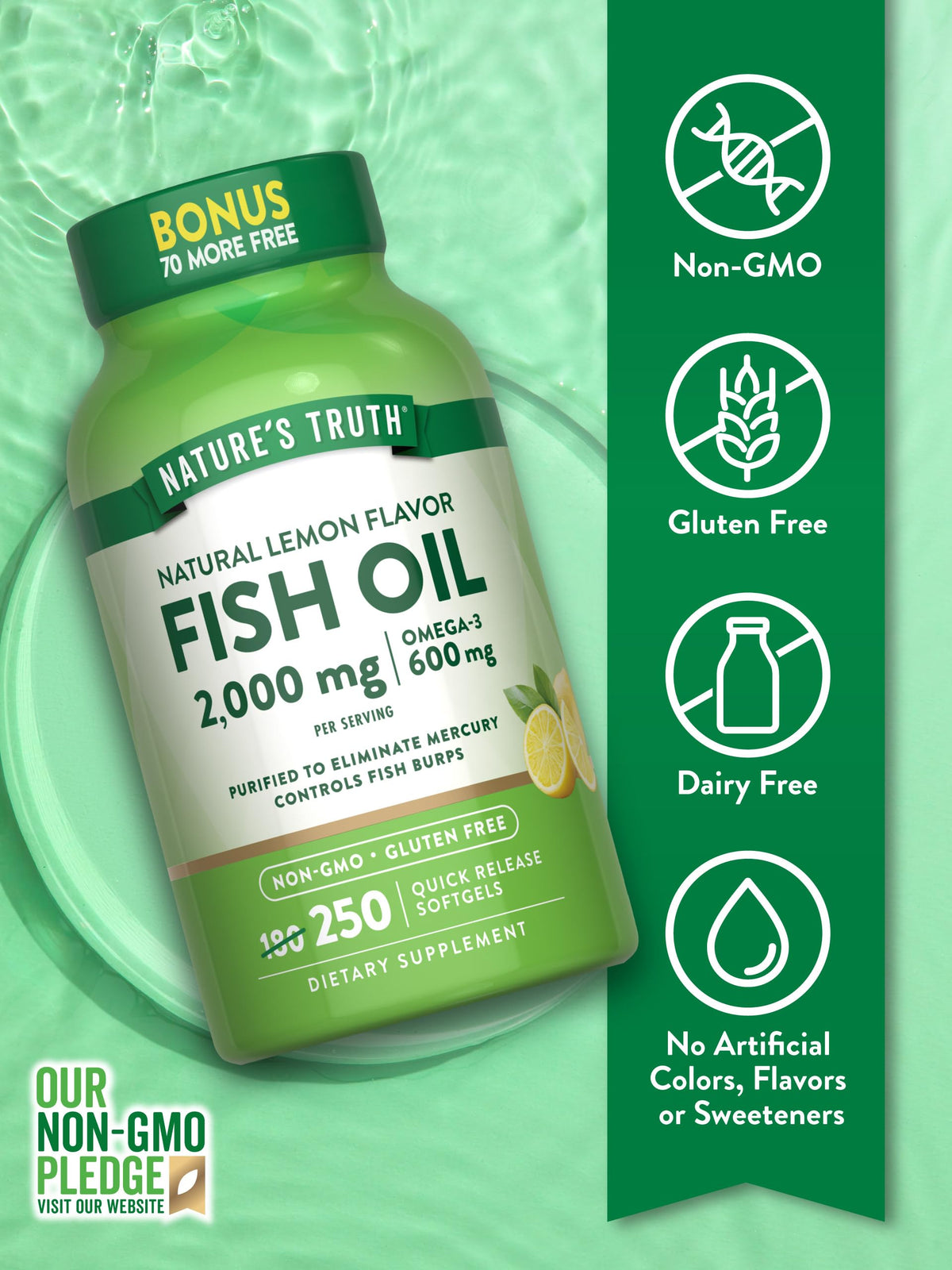 Nature's Truth Huile de Poisson 250 gélules, arrière du produit