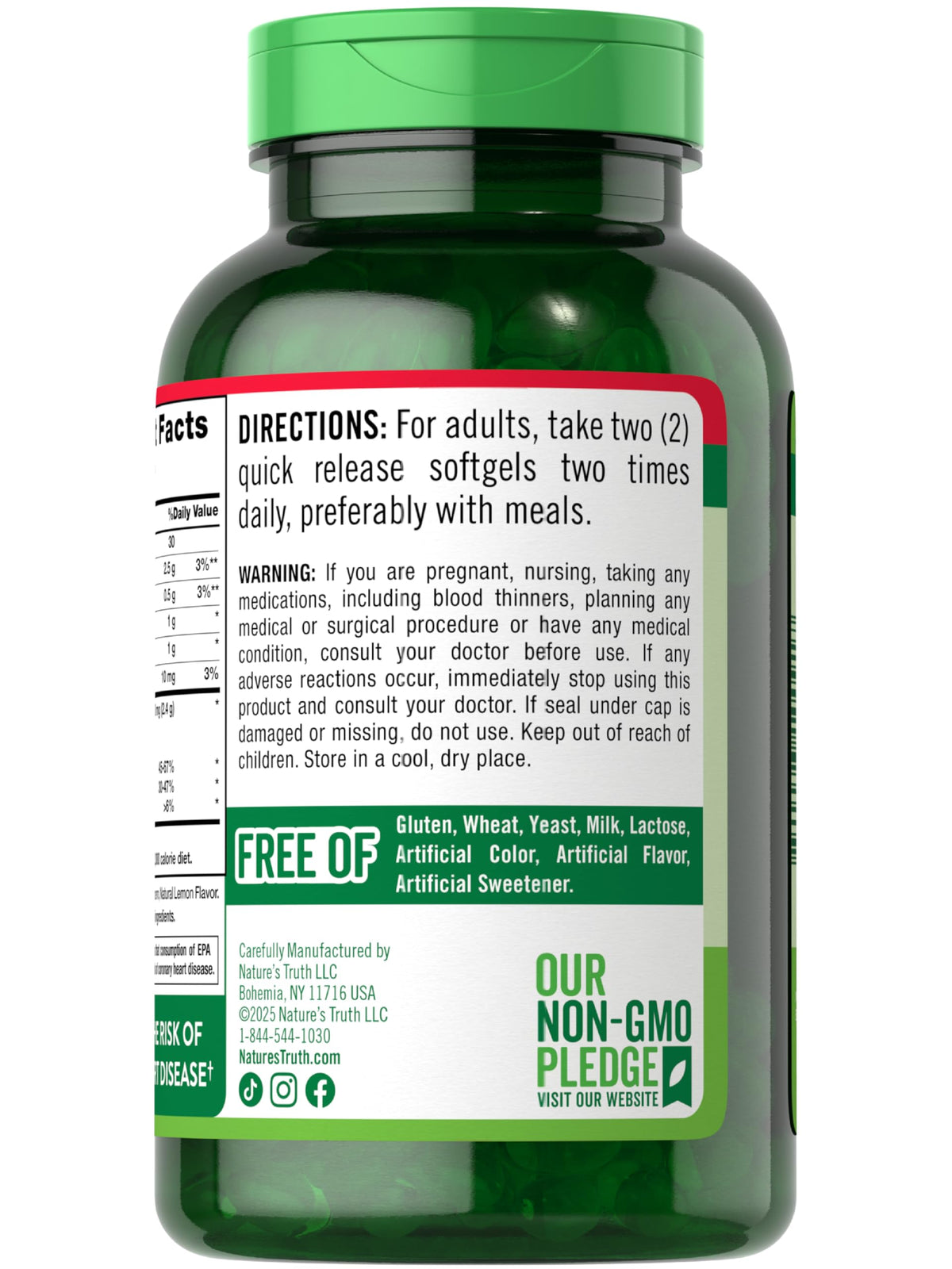 Nature's Truth Huile de Poisson 250 gélules côté emballage