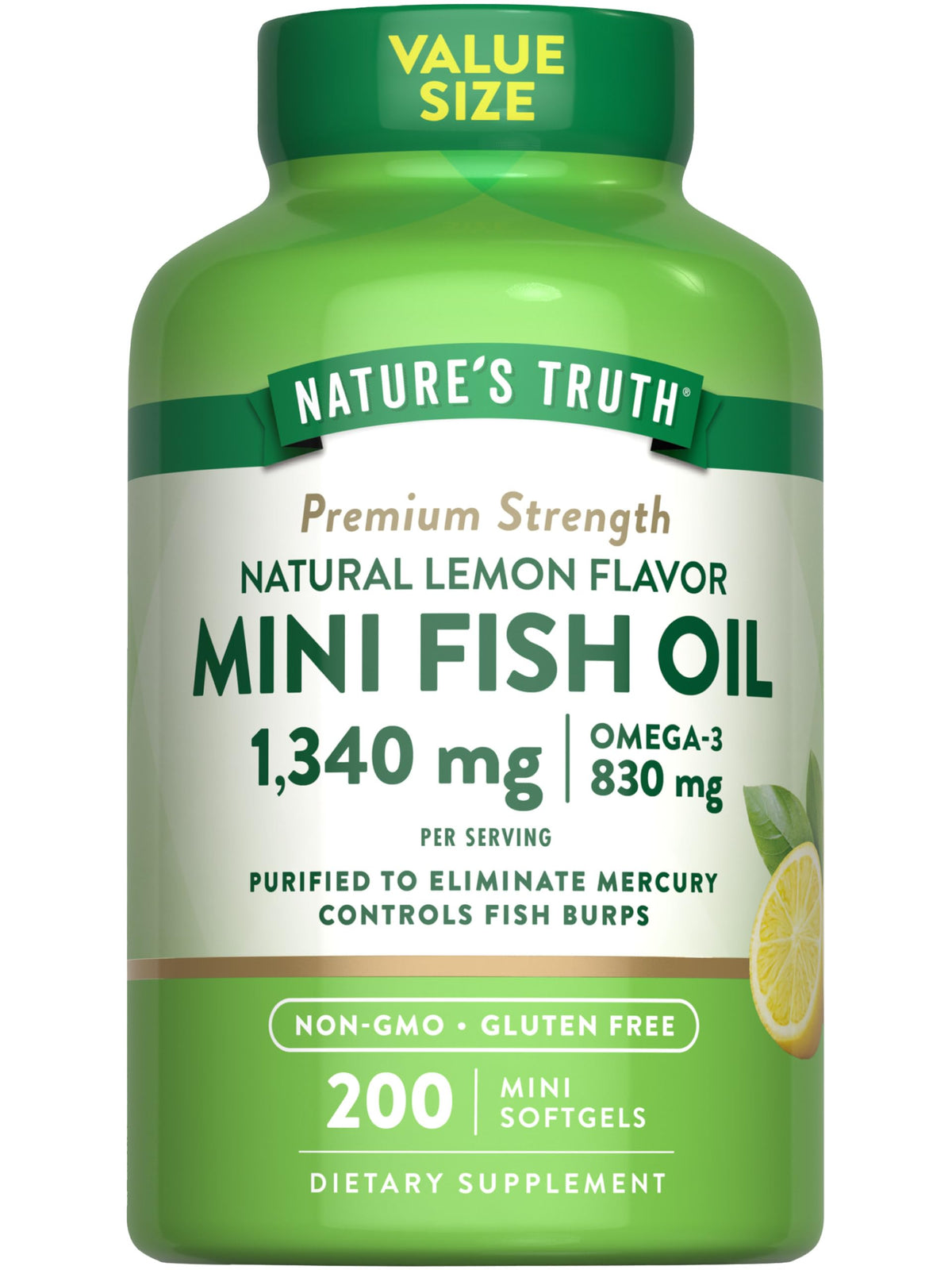 Nature's Truth Huile de Poisson Omega 3 1340 mg bouteille vue de face