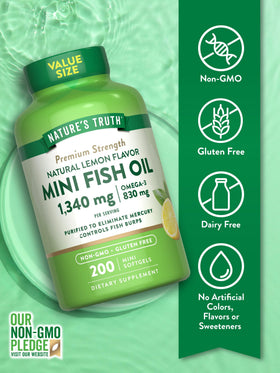 Nature's Truth Huile de Poisson Omega 3 1340 mg étiquette avec ingrédients