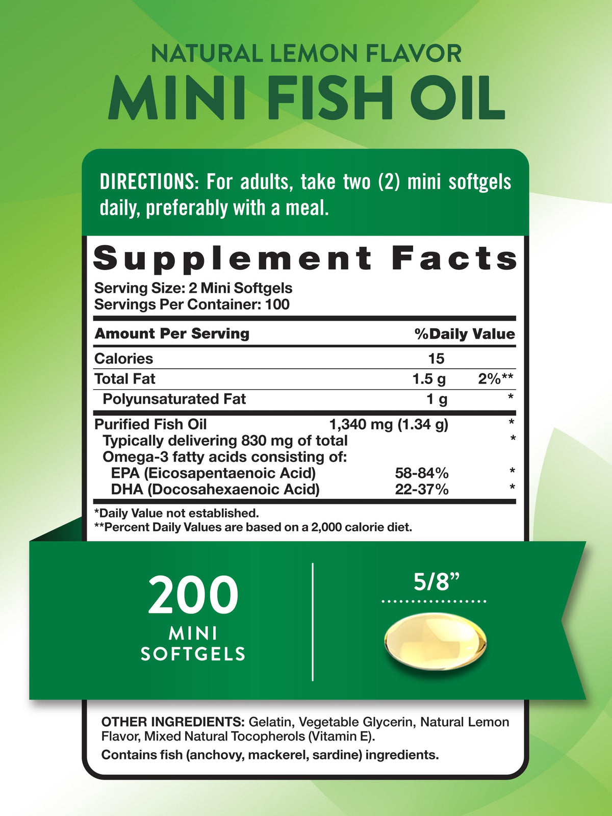 Nature's Truth Huile de Poisson Omega 3 1340 mg gélules miniatures