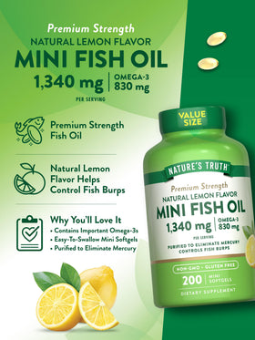Nature's Truth Huile de Poisson Omega 3 1340 mg vue arrière avec informations