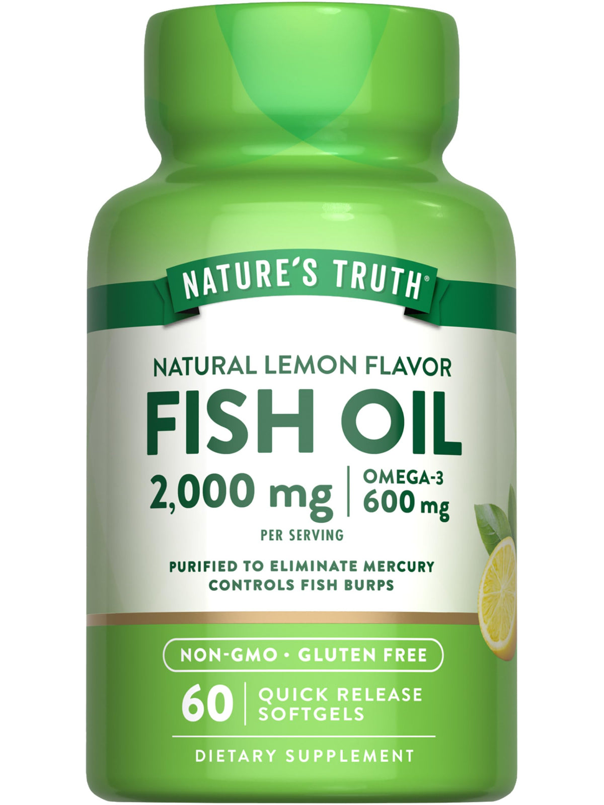 Nature's Truth Huile de Poisson Omega 3 2000mg gélules avant