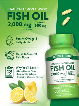 Nature's Truth Huile de Poisson Omega 3 2000mg gélules en gros plan