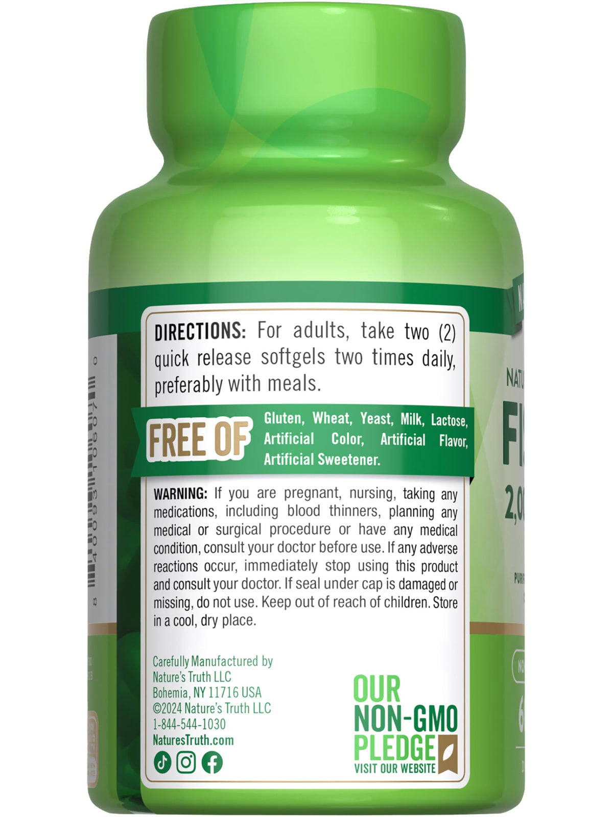 Nature's Truth Huile de Poisson Omega 3 2000mg gélules sur une table