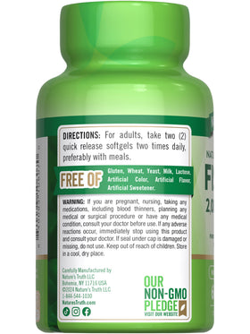 Nature's Truth Huile de Poisson Omega 3 2000mg gélules sur une table