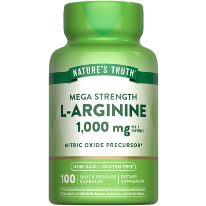 Nature's Truth L-Arginine 1000 mg capsules, boîte vue de face
