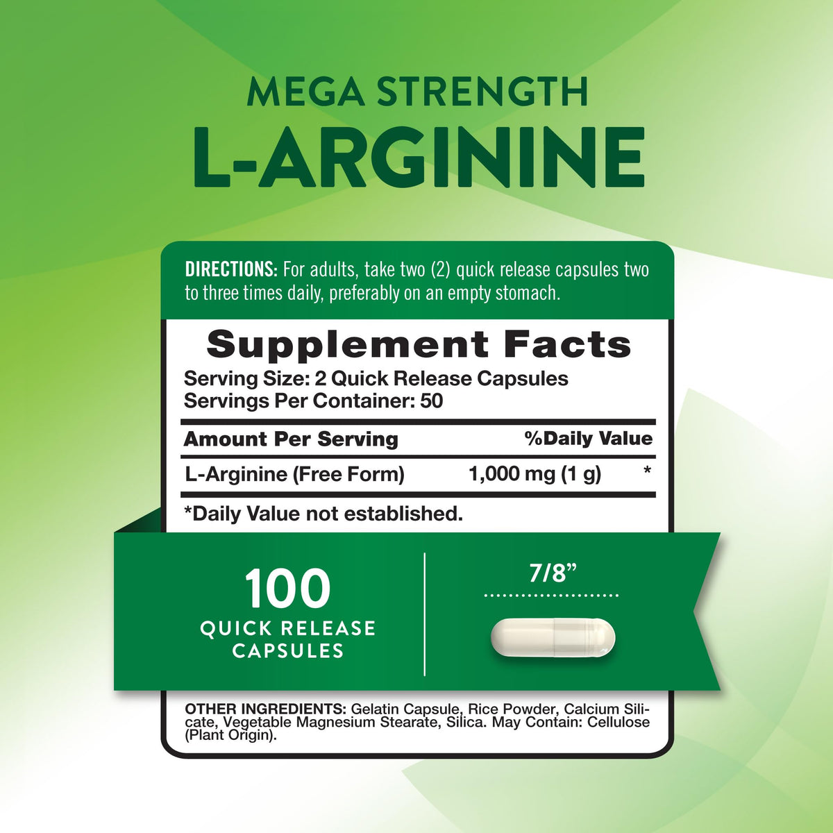 Nature's Truth L-Arginine 1000 mg, capsules ouvertes sur une table