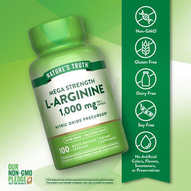 Nature's Truth L-Arginine 1000 mg, étiquette montrant les ingrédients