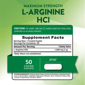 Nature's Truth L-Arginine HCL 1000mg 50 comprimés à l'intérieur de l'emballage