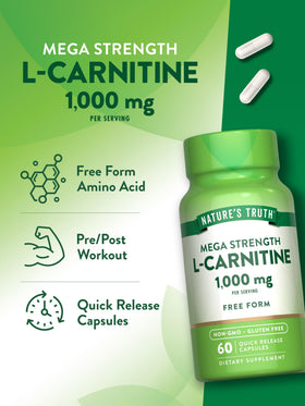 Nature's Truth L-Carnitine 1000mg capsules opened bottle