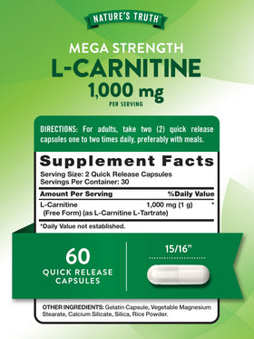 Nature's Truth L-Carnitine 1000mg capsules side view