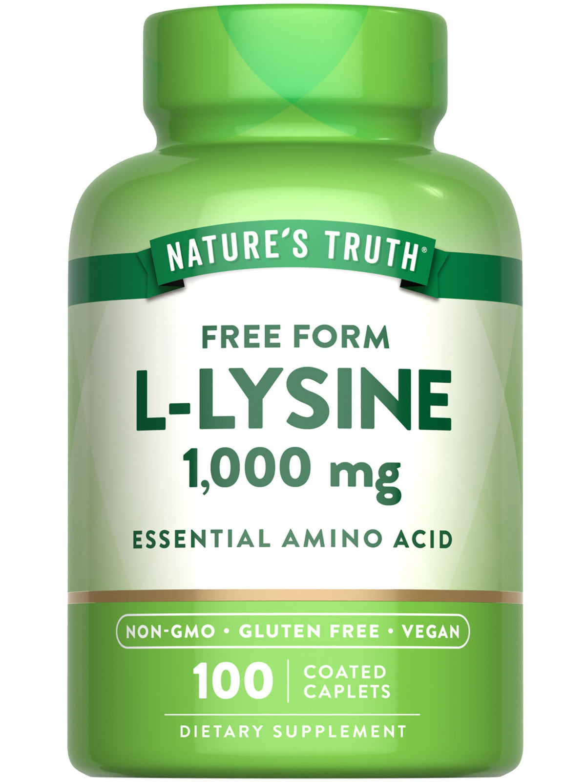 Nature's Truth L-Lysine 1000mg comprimés végétaliens, vue de face