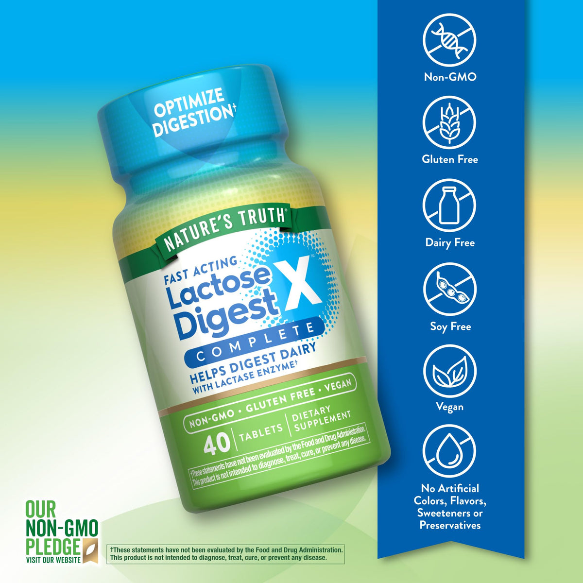 Nature's Truth Lactose daily Pills étiquette avec ingrédients