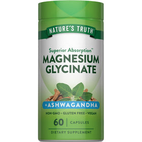 Nature's Truth Magnésium Glycinate 150 mg avec Ashwagandha - 60 Capsules vue de face