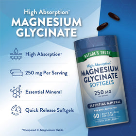 Nature's Truth Magnésium Glycinate 250mg, dimensions du flacon