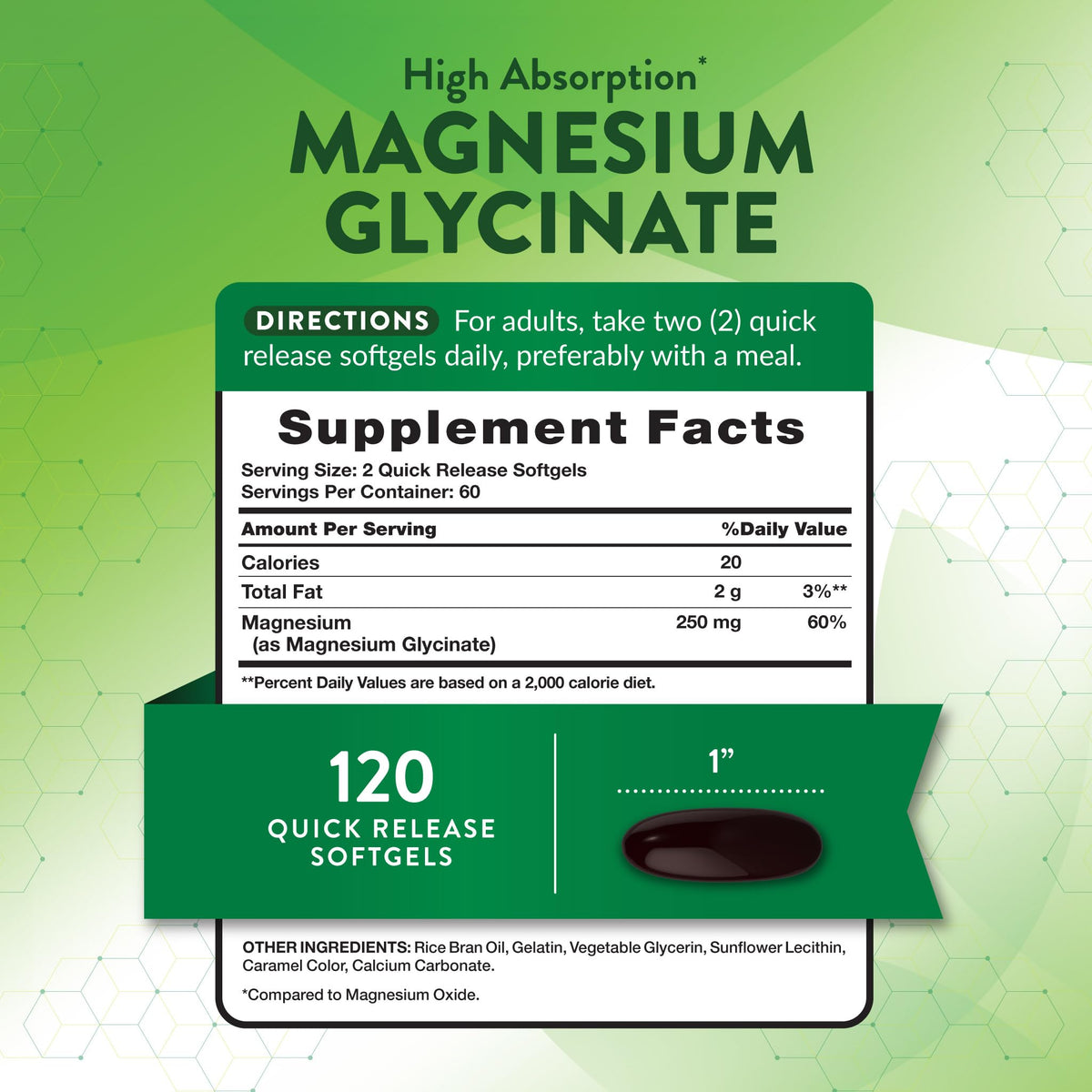Nature's Truth Magnésium Glycinate 250mg gélule molle vue de près