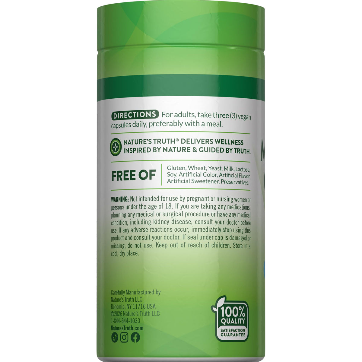Nature's Truth Magnésium Glycinate avec Ashwagandha - vue d'ensemble du produit