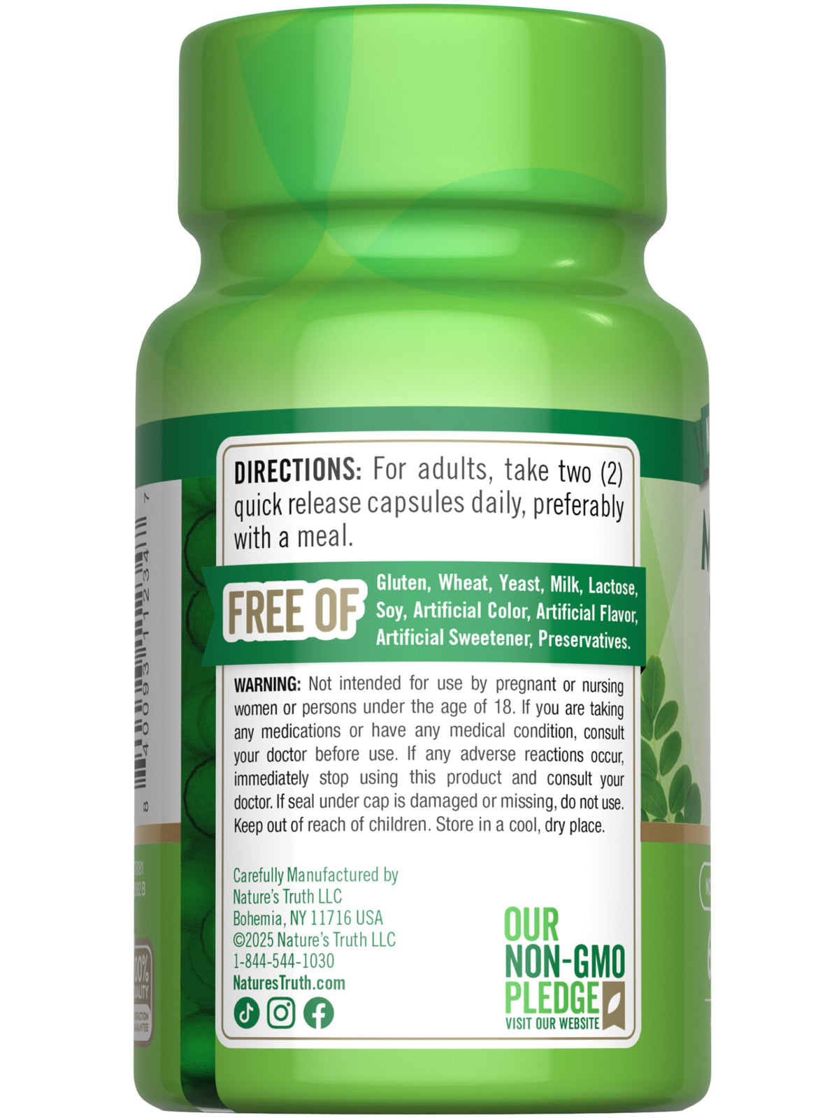 Nature's Truth Moringa Oleifera product packaging and label