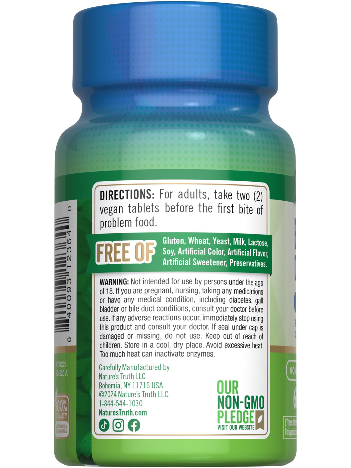 Nature's Truth Multi-Enzymes 60 comprimés sur fond blanc