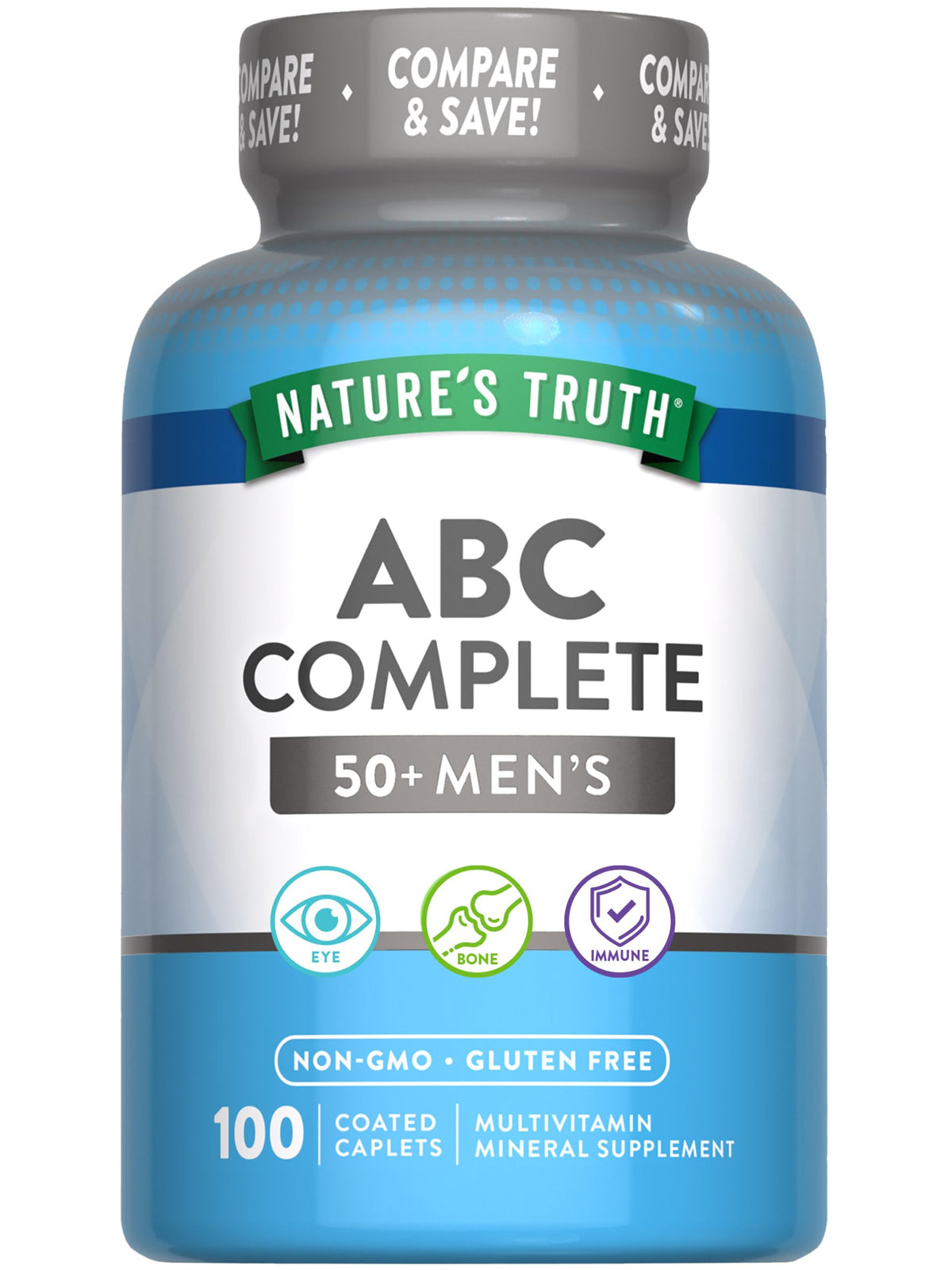 Nature's Truth Multivitamine pour Hommes 50+ 100 comprimés, vue de face