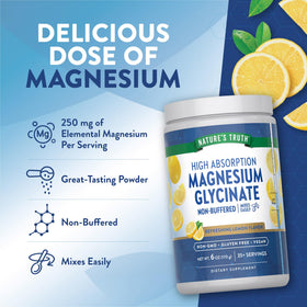 Nature's Truth Poudre de Magnésium Glycinate 250 mg, boisson mélangée