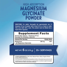 Nature's Truth Poudre de Magnésium Glycinate 250 mg, vue de dos