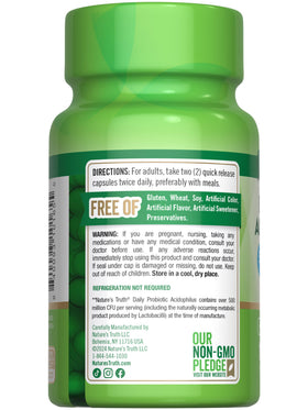 Nature's Truth Probiotiques 500 Millions CFU, emballage avec logo visible