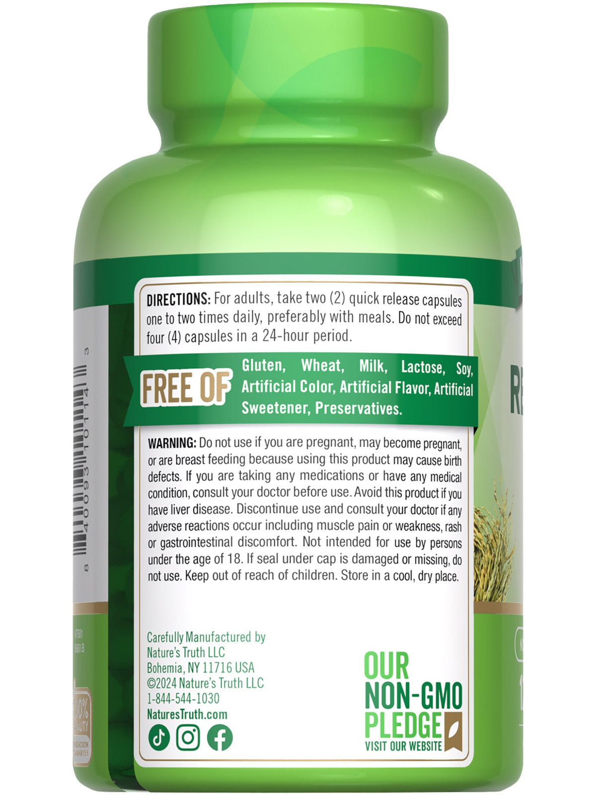 Nature's Truth Riz Rouge 1200 mg capsules sur une table