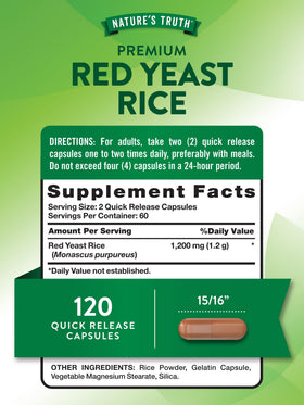 Nature's Truth Riz Rouge 1200 mg capsules vue de haut