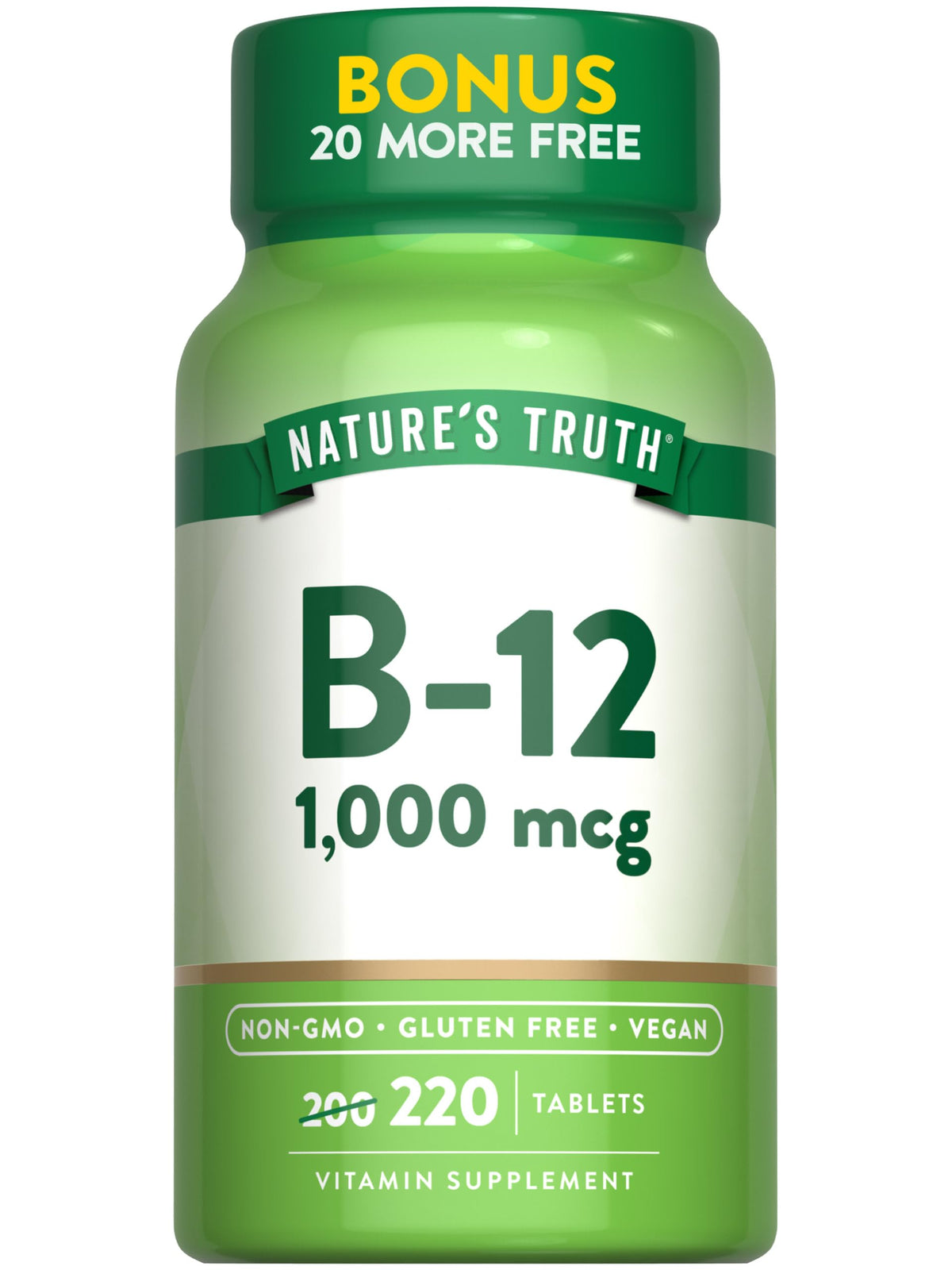 Nature's Truth Vitamine B12 1000 mcg comprimés végétaliens devant