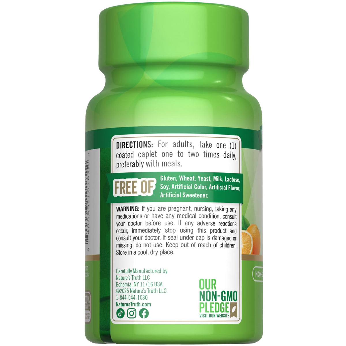 Nature's Truth Vitamine C 1000mg, étiquette des ingrédients