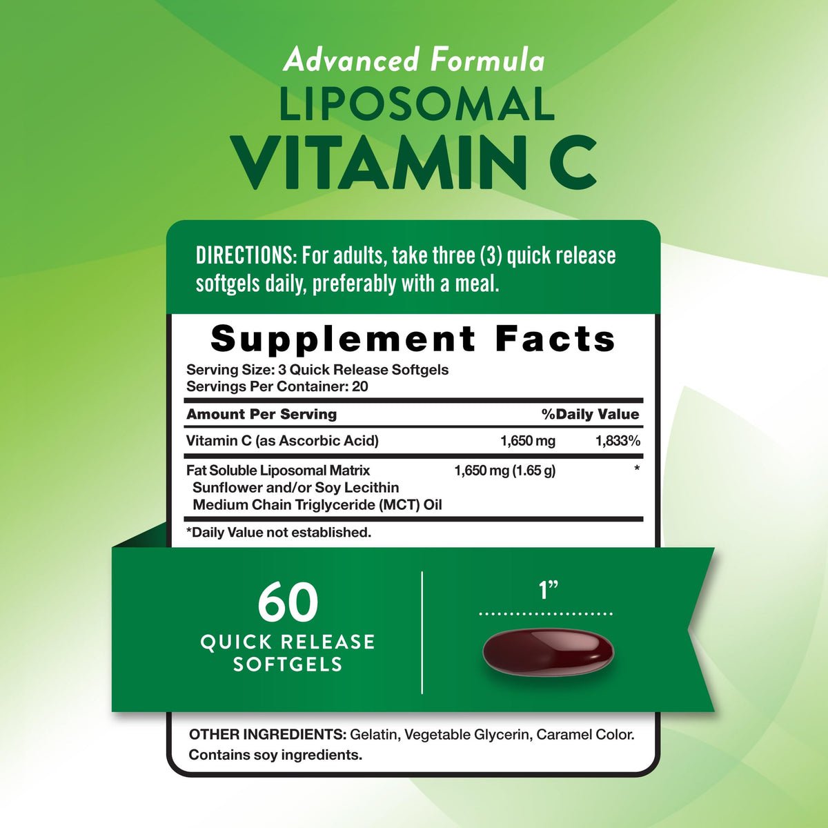 Nature's Truth Vitamine C Liposomale 1650 mg gélules arrière