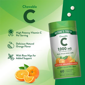 Nature's Truth Vitamine C Mâchable 1000 mg ingrédients sur l'emballage