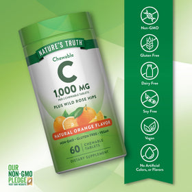 Nature's Truth Vitamine C Mâchable 1000 mg vue latérale de la boîte
