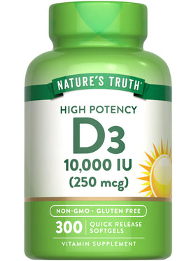 Nature's Truth Vitamine D3 10000 UI gélules molles vue de face