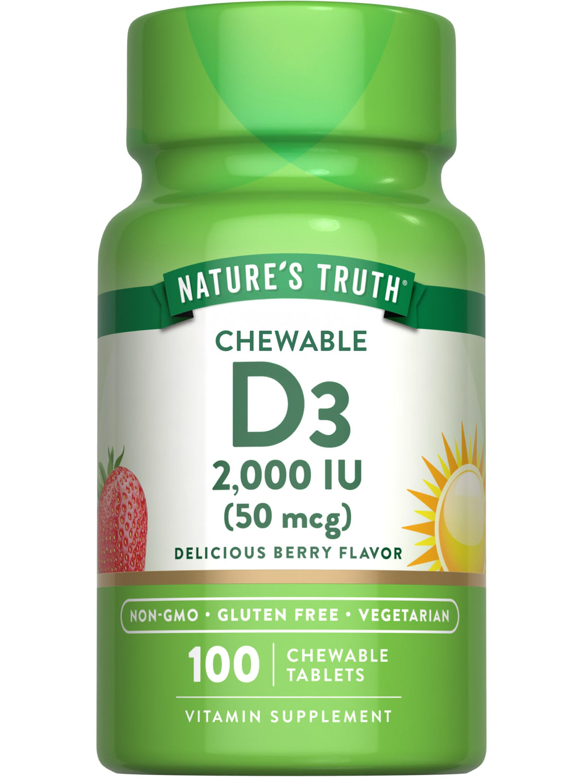 Nature's Truth Vitamine D3 2000 UI 100 comprimés vue avant