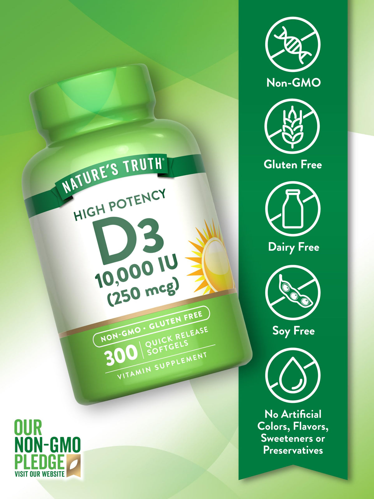 Nature's Truth Vitamine D3 gélules molles avec étiquette