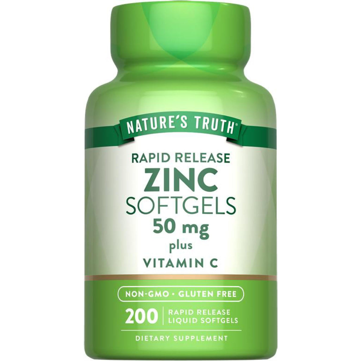 Nature's Truth Zinc 50mg gélules liquides devant l'emballage