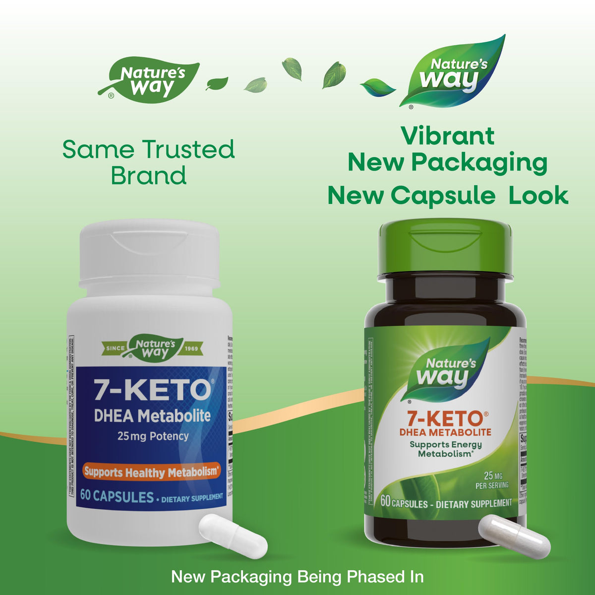 Nature's Way 7-Keto DHEA a balanced routine 25 mg capsules, side view
