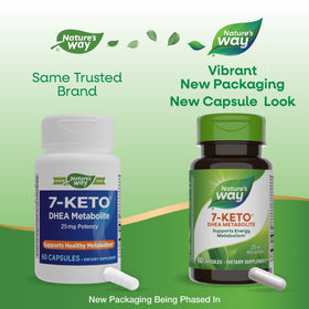 Nature's Way 7-Keto DHEA a balanced routine 25 mg capsules, side view