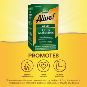 Nature's Way Alive! Adult Ultra Multivitamin comprimé sur une table