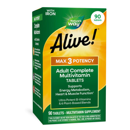 Nature's Way Alive! Max3 Multivitamine Quotidienne 90 comprimés vue de face