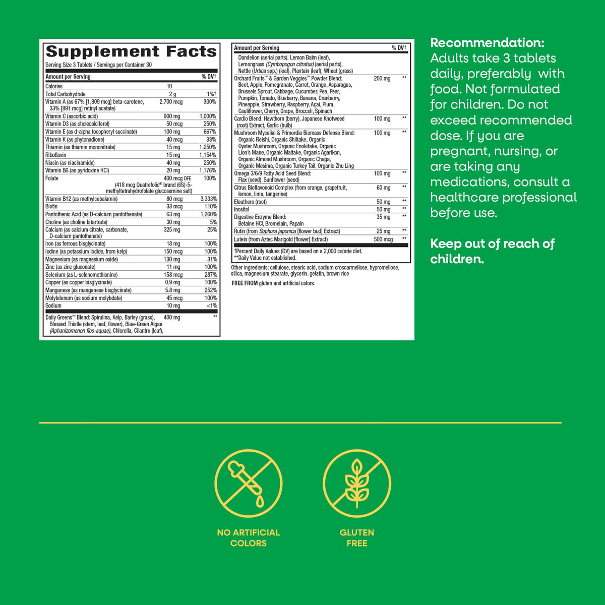 Nature's Way Alive! Max3 Multivitamine Quotidienne 90 comprimés vue de dessus